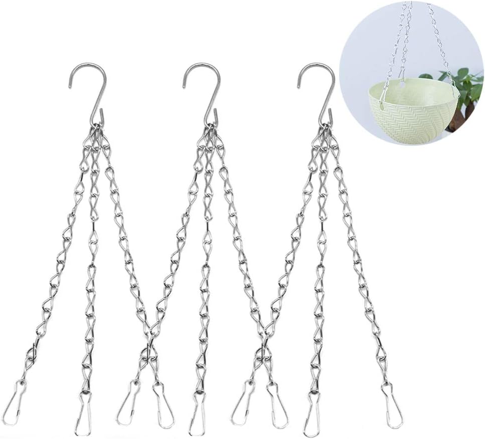 Yuccer Hanging Chain with Clips, 3 Sets Garden Flower Pot Plant Hanger