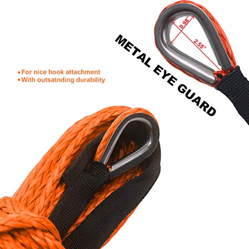 TYT Winch Rope, Synthetic Winch Cable Rope Kit 1/4" X 50 ft 8500lb, 12 Strands Braided Winch Line with Protective Sleeve + Winch Hook + Rubber Stopper and Safety Pull Strap (Orange) - Image 3
