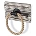 MyGift Urban Rustic Style Wall Mounted Rope Towel Rings with Torched Wood Backing, Decorative Bathroom Fixture for Hand Towels, Set of 2