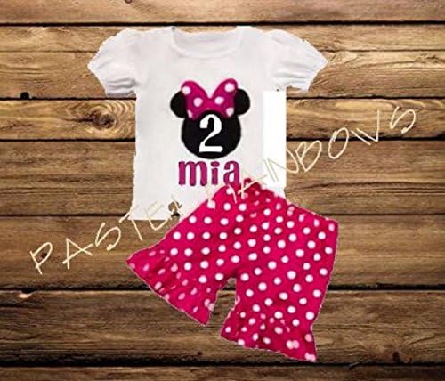 Girls Monogram Birthday Minnie Mouse Disney Inspired Outfit-Personalized Ruffled Short Set-Disney Trip Outfit