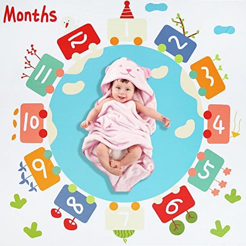 Maxtid Baby Monthly Milestone Blanket Newborn Photo Props Shoots Backdrop, Baby Swaddling Blanket for Photography - Large 47"X47"