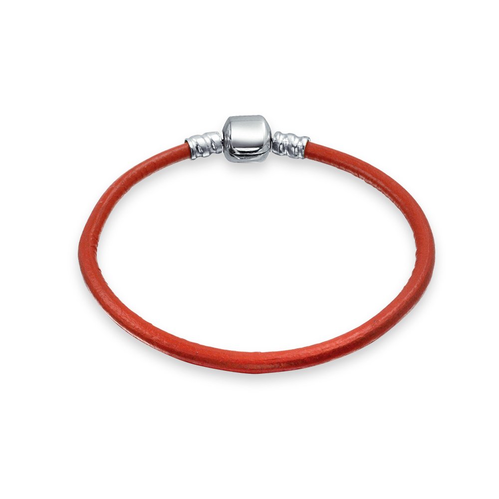 Bling Jewelry Starter Red Genuine Leather Bracelet For Women For Teen Fits European Beads Charm .925 Sterling Silver 8 Inch — image 1
