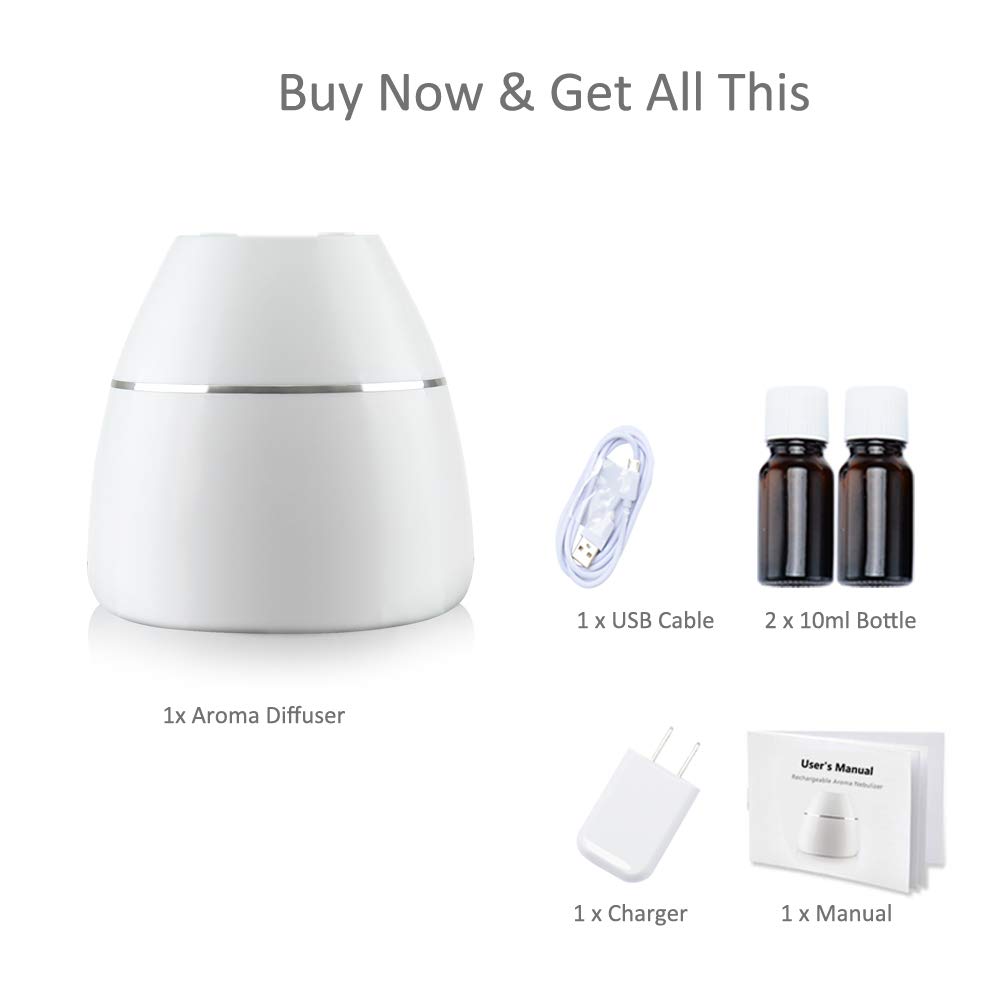Essential Oil Nebulizer,Rechargeable Waterless Aroma Diffuser,Cordless