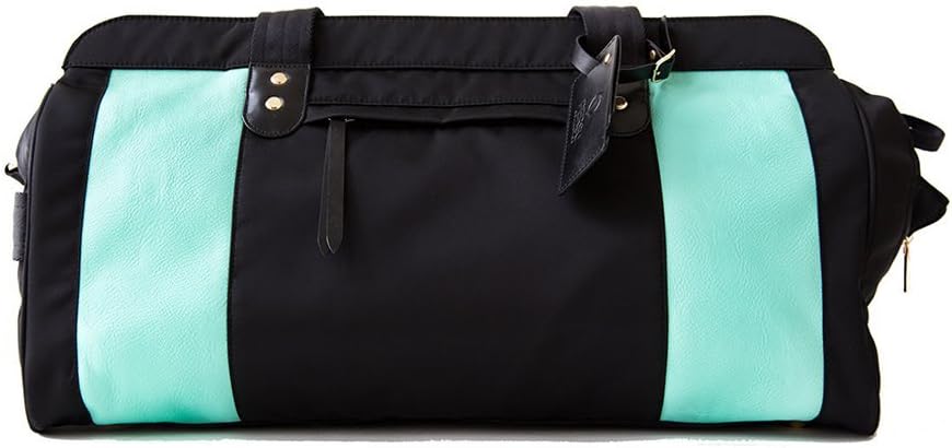 PERSU COLLECTION Women's Gym and Weekender Bag, Black/Mint Blue