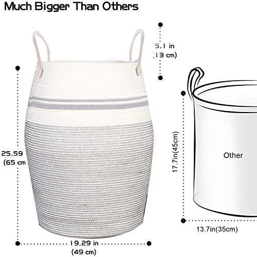 Cesta para la ropa sucia OIAHOMY, cuerda de algodón tejida, cesta