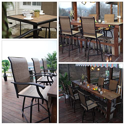 Swivel Outdoor Bar Stools Set of 2 Clearance, High Top Patio Chairs Patio Bar Stools Textilene