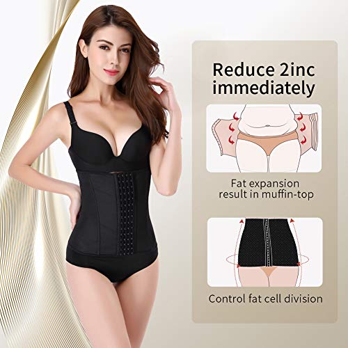 Picotee Women's Waist Trainer/Cincher/Trimmer Underbust Corset for Weight Loss Body Shaper (Black corset, XL)