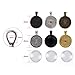 eBoot 30 Pieces 6 Colors Pendant Trays Round Bezel with 30 Pieces Glass Round Clear Dome Tiles, 60 Pieces Totally