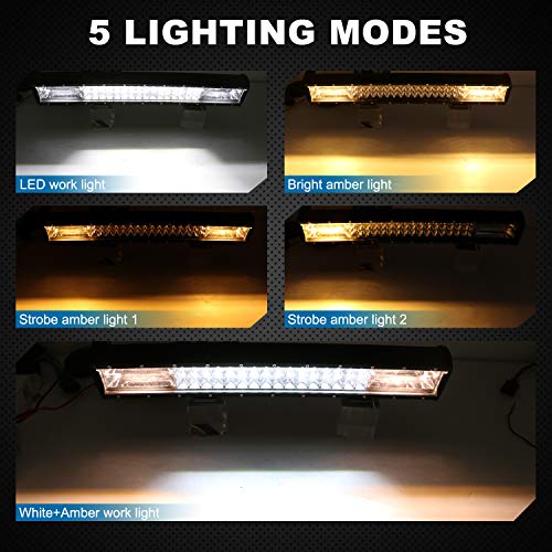 LED Light Bar, AAIWA Strobe LED Bar 288W Off Road Lights 20 Inch Triple Row Driving Light Spot Flood Combo Beam LED Work Light with Wiring Harness Kit for Trucks Tractor Boat Lights