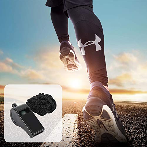 Mooerca 28 Packs Black Lanyard Whistle, Plastic Sports Whistles, Loud Crisp Sound Whistles Bulk Perfect for Coaches, Referees Officials, Emergencies Outdoor Travel Lifeguard Fans Cheer Student - Thumbnail 6