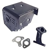 FDJ Replacement GX340 GX390 Muffler Assembly with Head Shield Manifold and Two Gaskets