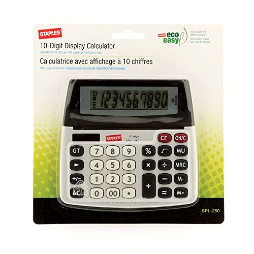 Staples SPL250 10Digit Large Display Calculator Solar Powered with
