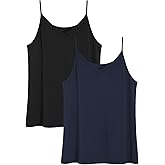 Latuza Women's Bamboo Viscose Cami Pajamas Top V Neck Camisole Tank Tops 2 Pack