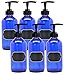 6 Pack Firefly Craft Cobalt Blue PLASTIC Pump Bottles with Chalkboard Labels, 16 ounces each