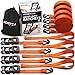 FORTEM Ratchet Tie Down Straps, Heavy Duty, 4X 15ft Securing Straps, 4X Soft Loops 4500lb Break Strength, Rubber Coated Metal Handles, Metal Hooks, Carrying Case