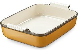 LIFVER Baking Dish, 9x13 Baking Pan, 120 Oz Large Lasagna Pan Deep, Ceramic Bakeware, Rectangular Casserole Dishes for Cooking Roasting Turkey Lasagna, Gifts for Baker, 3.8 Qt