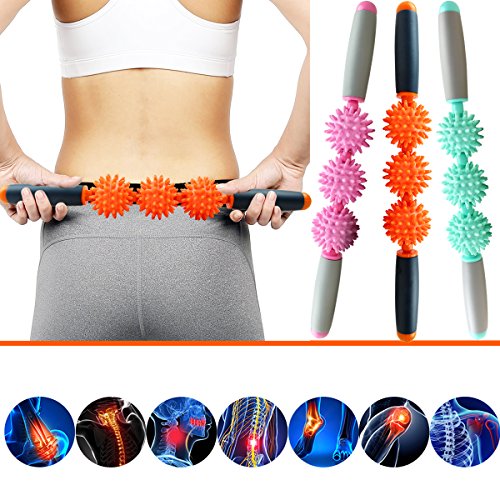 Muscle Roller Stick丨Ergonomically-designed, Great for Muscles丨Fascia Cellulite Blaster Remover Muscle Roller,Fat Blaster Stick | For Back Pain Relief, Sore Neck, Tight Back - M&H (Orange)