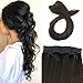Moresoo 80 Grams Darkest Brown Hair Extensions Brown 16 Inch Flip on Extensions Remy Human Hair Color #2 One Piece Human Hair Extensions Double Weft