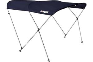 RKV86 Bimini Top for Boat Boat Awning 600D Polyester Oxford Fabric Boat Canopy for Boats from 54 inches to 60 inches in Width (Navy Blue, 3 Bow)