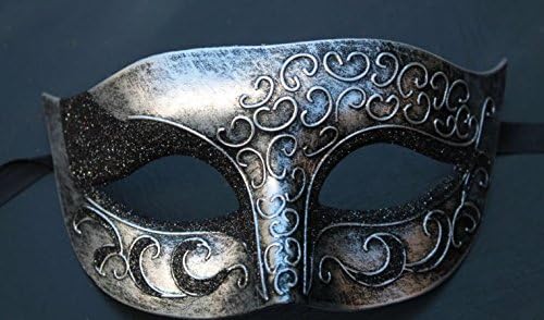 The Good Life Sparkling Black & Silver Venetian Masquerade Party Ball Mask, Black Silver, 10cm Deep - Image 3