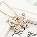 Usstore 1PC Women Necklace Fashion Rose Gold Opal Butterfly Pendant Sweater Chain Jewelry Gift
