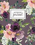 Notebook: Purple Floral Fantasy Notebook Journal, 8.5 x 11, College Ruled Composition Book