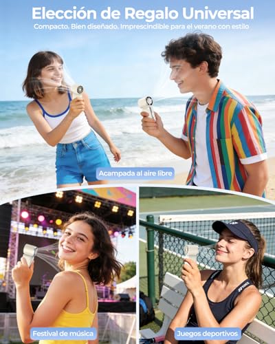 Namouk Ventilador Portátil,3000mAh Mini Ventilador de Mano Bolsillo Turbo de Alta de 10m/s,5 Velocidades,Pantalla LED,Ventilador USB Recargable para Viajes,Conciertos,Maquillaje,Regalos de Verano 2026