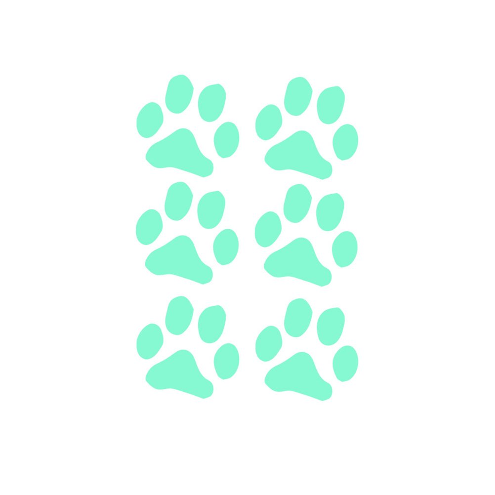 Amosfun 6pcs Paw Print Night Glow Stickers Glow in the Dark Wall Decals Removable Paw Print Stickers for Baby Nursery Wall Decor 8.5 x 8.5 cm Party Decoration