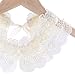 Elufly Women's Fales Collar Flower and Pearl Removable Lace Ribbon Shirt Collar (Flower and Pearl)