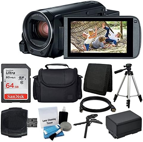 Canon VIXIA HF R800 Camcorder (Black) + SanDisk 64GB Reminiscence Card + Digital Digital camera/Video Case + Additional Battery BP-727 + High quality Tripod + Card Reader + Tabletop Tripod/Handgrip – Deluxe Accent Bundle