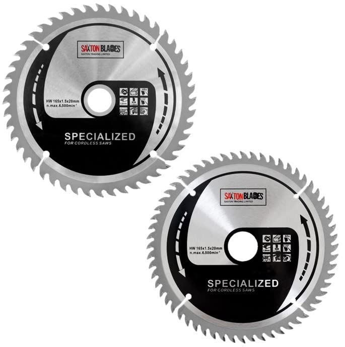 Saxton 165mm TCT Thin Kerf Cordless Circular Saw Blade Pack B Dewalt Makita Ryobi Bosch