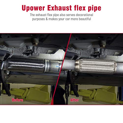 Upower 3 Inch Diameter Exhaust Flex Extension Pipe Connector Tube, 4"+6" 10"OAL Heavy Duty Stainless Steel