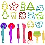 Kare & Kind Set of 19pcs Smart Dough Tools Kit with Models and Molds, (Retail Packaging) (mix models) (Animal and flower)