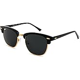 Pro Acme UV400 Semi-Rimless Square Sunglasses for Men Women - 100% Real Glass Lens,Anti-Glare for Driving