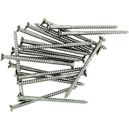 No.14 x 0.98 (6.0mm x 25mm) Slot Raised Countersunk Wood Screw - Stainless Steel (A2) (Pack of 20)