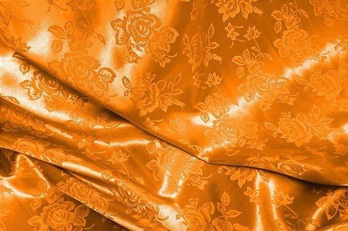 Orange Floral Satin Jacquard Brocade Fabric 60 Wide Per Yard by Satin Jacquard Brocade