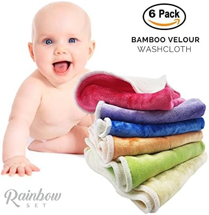 Baby Tooshy Bamboo and Cotton Velour Soft and Organic Baby Washcloths, White, XL Size (10x10-Inches), Set of 6
