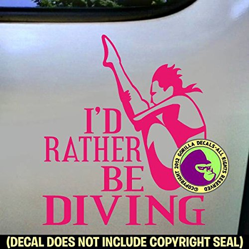 RATHER BE DIVING Springboard Diver FEMALE Vinyl Decal Sticker A