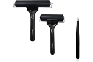 Accfore 3 Pack Soft Rubber Brayer, Rubber Glue Roller for Printmaking Ink Paint Block Stamping Gluing Wallpaper and Arts & Crafts(2.4 inch and 4 inch)