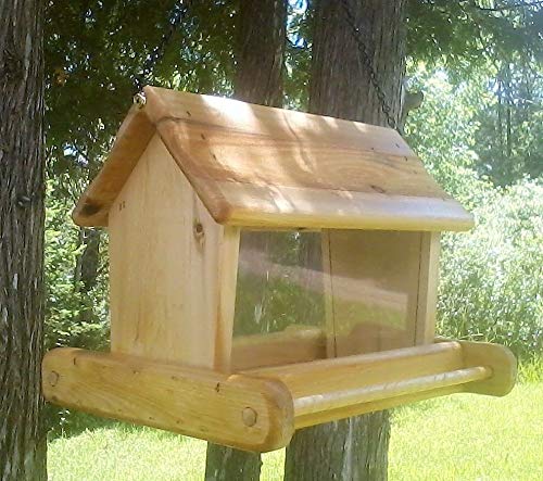 Rustic cute large handmade hanging, cedar wood, square bird feeder, TBNUP #1H - Thumbnail 4