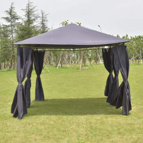 Outdoor 10'x13' Gazebo Canopy Tent Shelter Awning Steel Frame W/Walls Gray