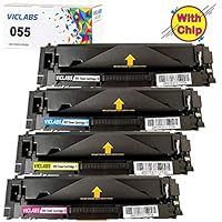 VicLabs Compatible 055 Toner Cartridge(with Chip) Replacement for Canon 055 055H Toner for use in Canon imageClass MF740 Series LBP664Cdw Toner Printer Ink(BCMY,4-Pack)