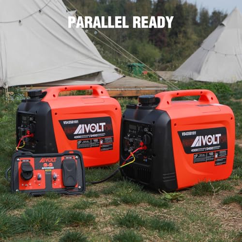 AIVOLT 4300W Inverter Generator 55lbs Gas-Powered Quiet Inverter Generator with CO Alert, RV Ready for Outdoor Camping, Home Backup