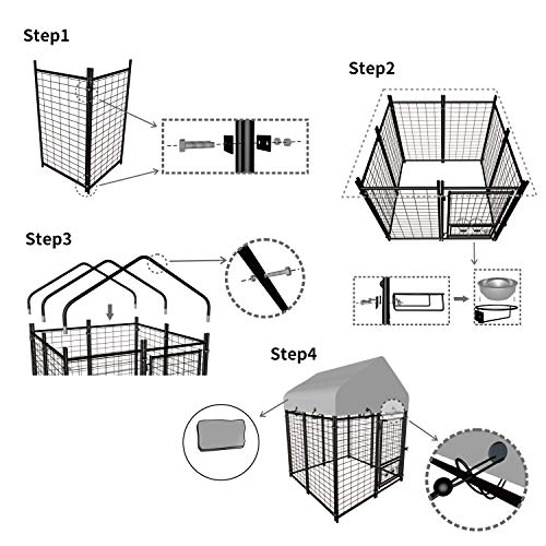 image for Pupzo Welded Wire Dog Kennel,Outdoor Heavy Duty Pet Kennel with UV Pro
