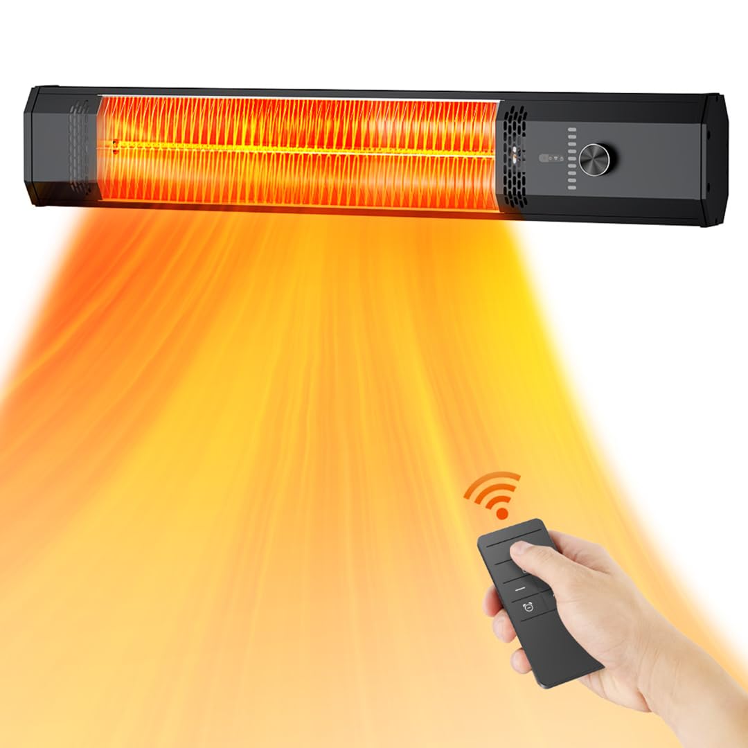 Photo 1 of **FOR PARTS /NON-FUNCTIONAL** Wall Mounted Outdoor Patio Heater,Space Heater for Garage Backyard Room Indoor,1500W Fast Electric Infrared Heater with Remote Control,9H Timers,Waterproof,Child Lock,Large