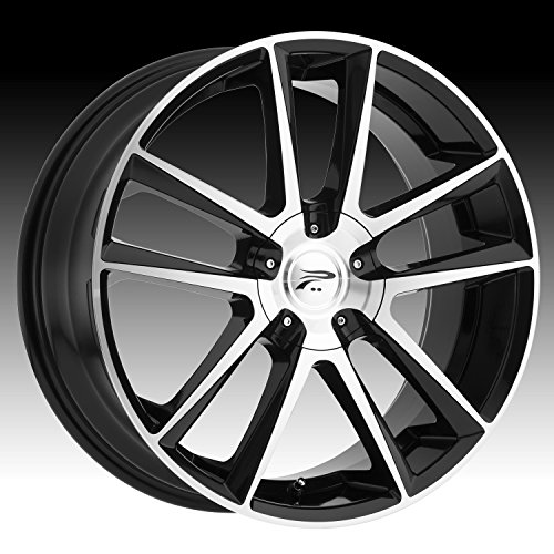 Platinum 436U Gemini Gloss Black with Diamond Cut Face & Clear-Coat Wheel with Painted Finish (16 x 7. inches /5 x 110 mm, 35 mm Offset)