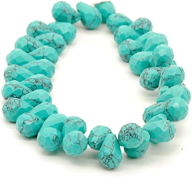 Howlith Strang - facettierteTropfen 6x9 mm türkisfarbe, Länge 17,5 cm