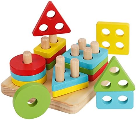 DIMY Toys for 1-3 Year Old, Wooden Educational Preschool Toddler Building Blocks Toys for 1-3 Year Old Girls Boys Gifts for 1-3 Year Old Boys Girls Toys for 1 2 3 Year Old DMJM01