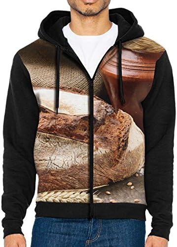 YUA85FSW Distinguished Design Mens Table Bread Cereals Jug Eggs Flour Hoodie Black