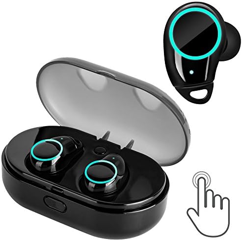 True Wireless Earbuds,Bluetooth Headphones Touch Control TWS BT 4.2 Headset with Mic Charging Box Mini Stereo Sports Gym Running Earphones Sweatproof Dual In-Ear Phone Earpieces for iPhone/Android